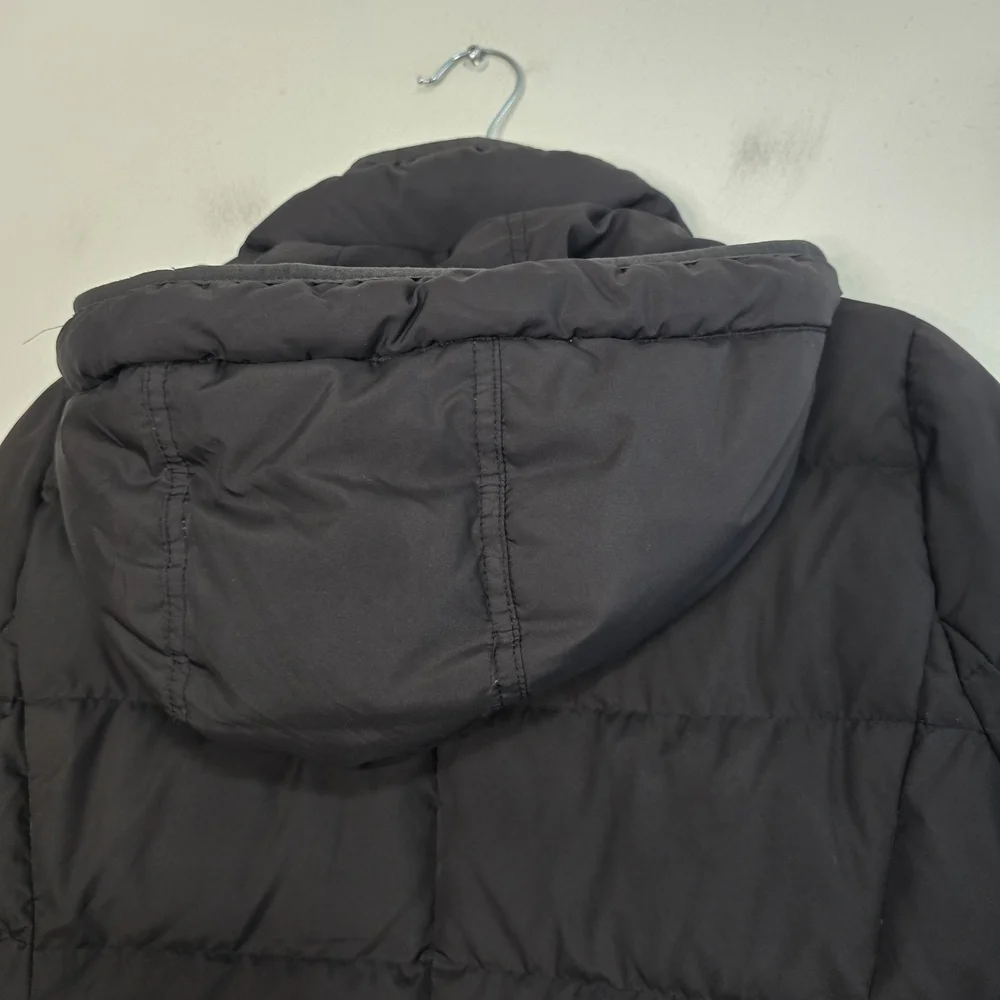 J. Crew Hooded Puffer Coat in black Down Waterfowl Feathers Winter Outdoor
